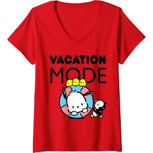 image:imageWomens Pochacco Vacation Mode VNeck TShirtRed