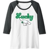 image:imageCinnamoroll Lucky Clover St Patty Day St Patricks Day Raglan Baseball TeeDark Heather GreyWhite