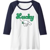 image:imageCinnamoroll Lucky Clover St Patty Day St Patricks Day Raglan Baseball TeeNavy BlueWhite