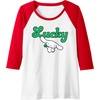 image:imageCinnamoroll Lucky Clover St Patty Day St Patricks Day Raglan Baseball TeeRedWhite