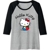 image:imageHello Kitty Retro Logo Raglan Baseball TeeBlackAthletic Heather