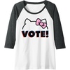 image:imageHello Kitty Vote Bow Outline Raglan Baseball TeeDark Heather GreyWhite
