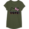 image:imageHello Kitty Vote Bow Outline TShirtOlive Green