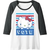 image:imageHello Kitty Vote Stripes Raglan Baseball TeeDark Heather GreyWhite