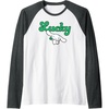 image:imageCinnamoroll Lucky Clover St Patty Day St Patricks Day Raglan Baseball TeeDark Heather GreyWhite