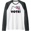 image:imageHello Kitty Vote Bow Outline Raglan Baseball TeeDark Heather GreyWhite