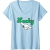 image:imageWomens Cinnamoroll Lucky Clover St Patty Day St Patricks Day VNeck TShirtBaby Blue