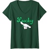 image:imageWomens Cinnamoroll Lucky Clover St Patty Day St Patricks Day VNeck TShirtDark Green