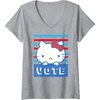 image:imageWomens Hello Kitty Vote Stripes VNeck TShirtHeather Grey