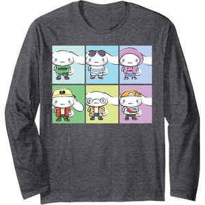 image:imageCinnamoroll Collection Streetwear Squares Long Sleeve TShirtDark Heather Grey