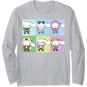 image:imageCinnamoroll Collection Streetwear Squares Long Sleeve TShirtHeather Grey