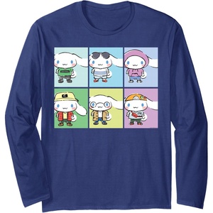 image:imageCinnamoroll Collection Streetwear Squares Long Sleeve TShirtNavy Blue