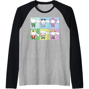 image:imageCinnamoroll Collection Streetwear Squares Raglan Baseball TeeBlackAthletic Heather