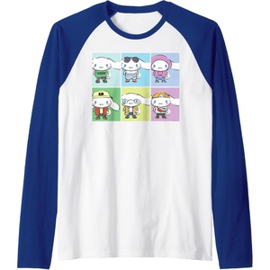 image:imageCinnamoroll Collection Streetwear Squares Raglan Baseball TeeRoyal BlueWhite