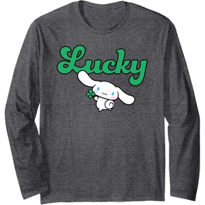 image:imageCinnamoroll Lucky Clover St Patty Day St Patricks Day Long Sleeve TShirtDark Heather Grey