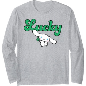 image:imageCinnamoroll Lucky Clover St Patty Day St Patricks Day Long Sleeve TShirtHeather Grey