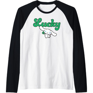 image:imageCinnamoroll Lucky Clover St Patty Day St Patricks Day Raglan Baseball TeeBlackWhite
