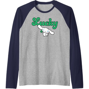 image:imageCinnamoroll Lucky Clover St Patty Day St Patricks Day Raglan Baseball TeeNavy BlueAthletic Heather