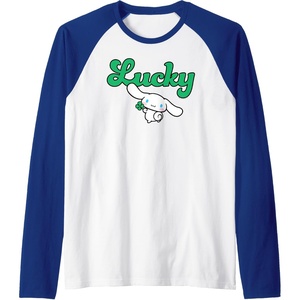 image:imageCinnamoroll Lucky Clover St Patty Day St Patricks Day Raglan Baseball TeeRoyal BlueWhite