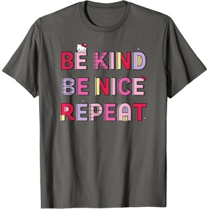 image:imageHello Kitty Be Kind Be Nice Repeat TShirtAsphalt Grey