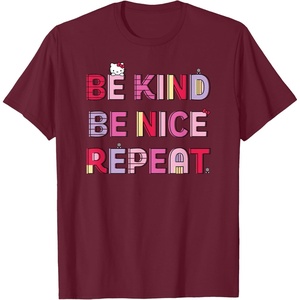 image:imageHello Kitty Be Kind Be Nice Repeat TShirtBurgundy