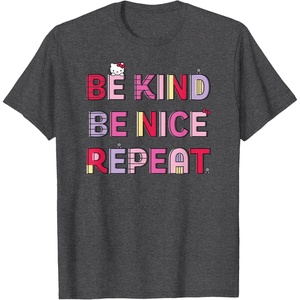 image:imageHello Kitty Be Kind Be Nice Repeat TShirtDark Heather Grey