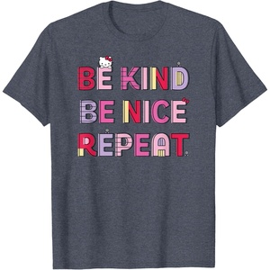 image:imageHello Kitty Be Kind Be Nice Repeat TShirtHeather Blue