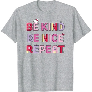 image:imageHello Kitty Be Kind Be Nice Repeat TShirtHeather Grey