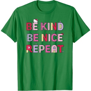 image:imageHello Kitty Be Kind Be Nice Repeat TShirtKelly Green
