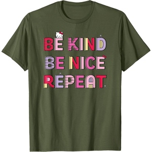 image:imageHello Kitty Be Kind Be Nice Repeat TShirtOlive Green