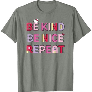 image:imageHello Kitty Be Kind Be Nice Repeat TShirtOlive Heather