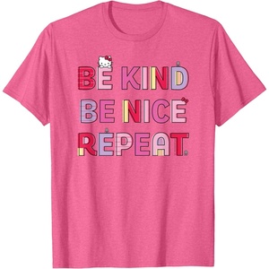 image:imageHello Kitty Be Kind Be Nice Repeat TShirtPink Heather