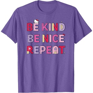 image:imageHello Kitty Be Kind Be Nice Repeat TShirtPurple Heather