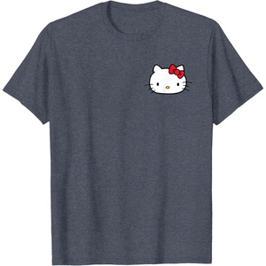 image:imageHello Kitty Front and Back Red Bow Logo Tee Shirt TShirtHeather Blue
