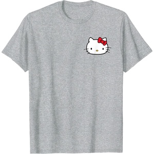 image:imageHello Kitty Front and Back Red Bow Logo Tee Shirt TShirtHeather Grey