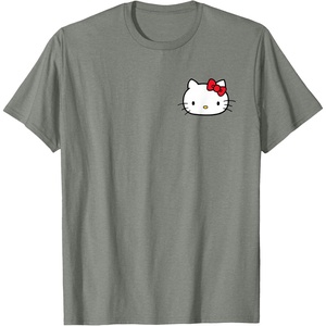 image:imageHello Kitty Front and Back Red Bow Logo Tee Shirt TShirtOlive Heather