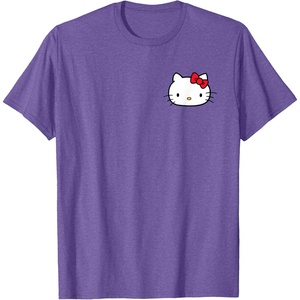 image:imageHello Kitty Front and Back Red Bow Logo Tee Shirt TShirtPurple Heather