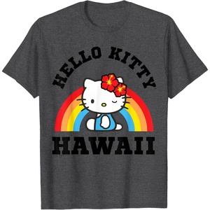image:imageHello Kitty Hawaii Rainbow Tee Shirt TShirtDark Heather Grey