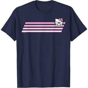image:imageHello Kitty Nerd Glasses Retro Stripe Tee Shirt TShirtNavy Blue