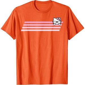 image:imageHello Kitty Nerd Glasses Retro Stripe Tee Shirt TShirtOrange