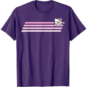 image:imageHello Kitty Nerd Glasses Retro Stripe Tee Shirt TShirtPurple