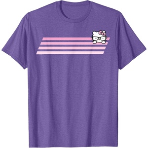 image:imageHello Kitty Nerd Glasses Retro Stripe Tee Shirt TShirtPurple Heather