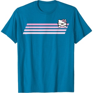 image:imageHello Kitty Nerd Glasses Retro Stripe Tee Shirt TShirtSapphire Blue