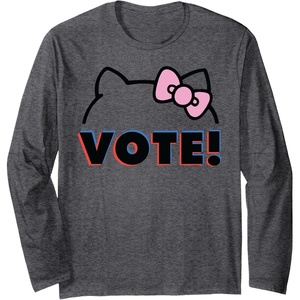 image:imageHello Kitty Vote Bow Outline Long Sleeve TShirtDark Heather Grey