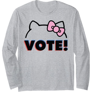 image:imageHello Kitty Vote Bow Outline Long Sleeve TShirtHeather Grey