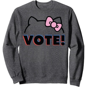 image:imageHello Kitty Vote Bow Outline SweatshirtDark Heather Grey