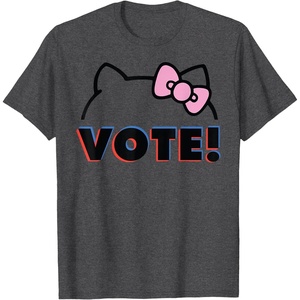 image:imageHello Kitty Vote Bow Outline TShirtDark Heather Grey
