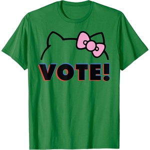 image:imageHello Kitty Vote Bow Outline TShirtKelly Green