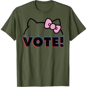 image:imageHello Kitty Vote Bow Outline TShirtOlive Green