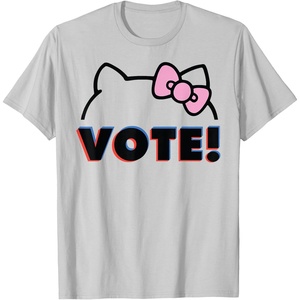 image:imageHello Kitty Vote Bow Outline TShirtSilver Grey